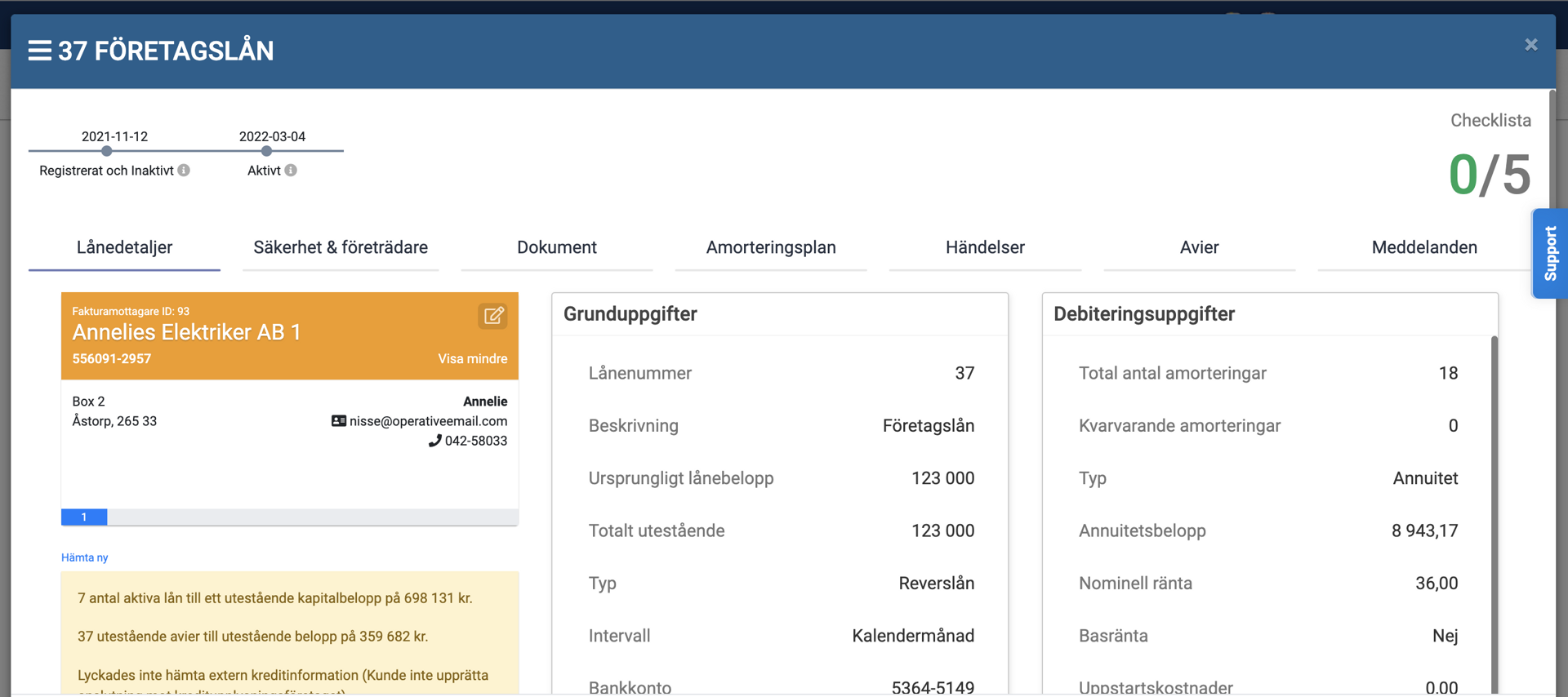 Keeros platform loan view